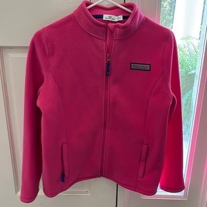 LN Vineyard Vines hot pink fleece jacket, size xl